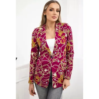 Bavlněná bunda s potiskem a knoflíkem tmavě fialová L