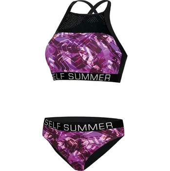 Dámské plavky Dámské dvoudílné plavky S47F fialovo-černé - Self 2XL