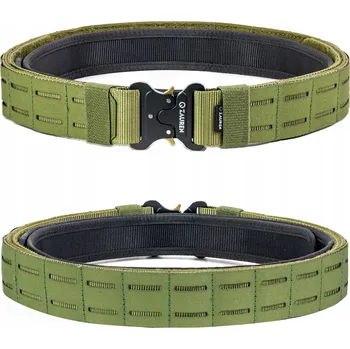 Opasek Vojenský taktický opasek dvojitý s vnitřním opaskem MOLLE na suchý zip zelený