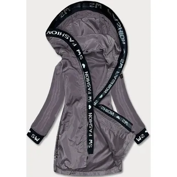 Tmavě šedá tenká dámská bunda s ozdobnou lemovkou (B8145-9) odstíny šedé L (40)