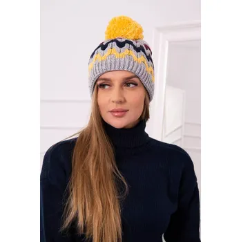 Čepice Dámská čepice Laila K283 tmavě šedá+žlutá UNI