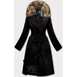 Černý dámský kabát s kožíškem (SASKIA) odstíny černé S (36)