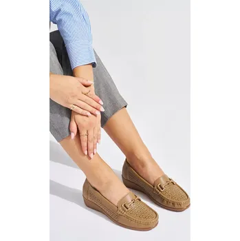 Dámské mokasíny Praktické hnědé mokasíny dámské platforma 41