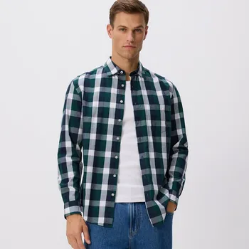Pánská košile Reserved - Kostkovaná košile regular fit - tmavě zelená - 057DO-79P - 057DO-79P-M
