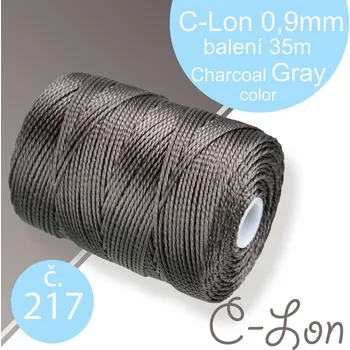 Nit Nylonová nit C-Lon pevná korálková nit. Barva 217 Charcoal Gray. Síla nitě 0,9mm. Balení 35m na cívce.