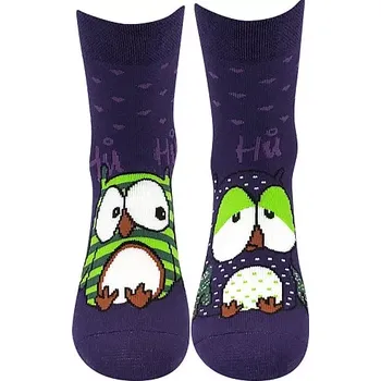 Dámské ponožky Dámské protiskluzové ponožky Sova - 35-38 / tmavě fialová