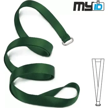 Šňůrka na krk s oválným kroužkem, 1ks, tm. zelená