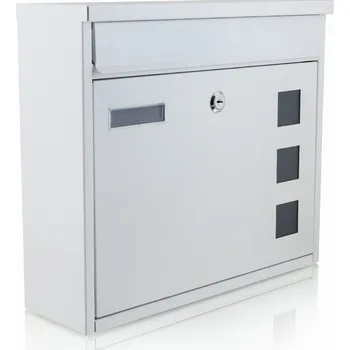 Poštovní schránka Poštovní schránka bílá na dopisy vhoz otevíraná dopředu s okénky M16056