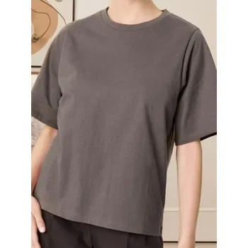 Dámské tričko Sinsay - Hladké tričko s krátkým rukávem - šedá - 524EU-90X - 524EU-90X-L