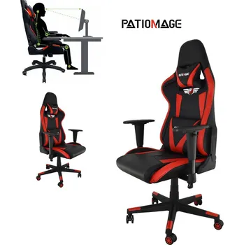 Křeslo Otočné kancelářské/herní křeslo k počítači černo-červené z kůže M18273