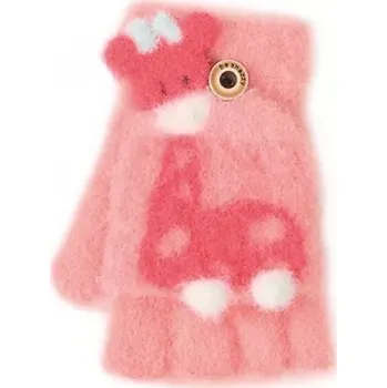 Rukavice Dívčí pletené rukavice R-225 - 14 / lososová