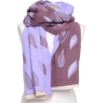 Šála Dámská šála Leaves - fialová