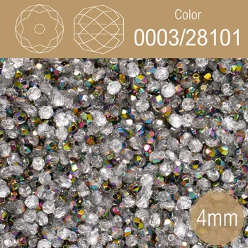 Korálek Korálky BROUŠENÉ 4mm. Barva 0003/28101. Průhledná s pokovem . Balení 120Ks.