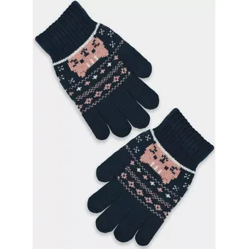 Rukavice Dívčí pletené rukavice RZ066 - 16 cm / tmavě modrá