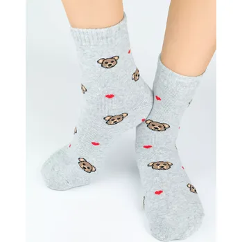 Dámské punčochy Dětské - dámské froté ponožky Bear N - 31-34 / světle šedý melír