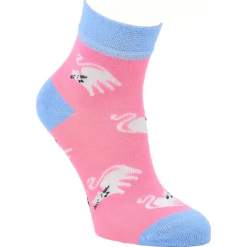 Dívčí bambusové ponožky Love Cats - 23-26 / růžová