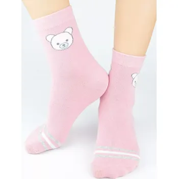 Dámské punčochy Dívčí ponožky Medvídek N - 31-34 / pudrově růžová