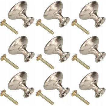 Nábytkové kování Stříbrná nábytková knoflíková skříňová úchytka hřib - 10 ks. - stříbro \ 10 kusů.