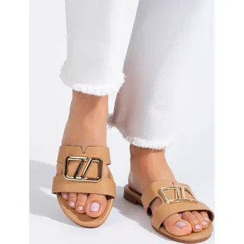 Dámské žabky Komfortní hnědé dámské nazouváky bez podpatku 36