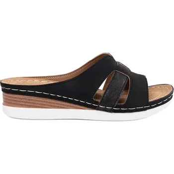 Dámské žabky Pohodlné černé dámské nazouváky platforma 38