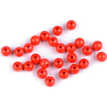 Korálek Plastové korálky Color Ø8 mm 25ks - 4 červená sv.