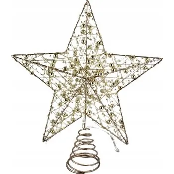Vánoční dekorace KOVÁNÍ NA VÁNOČNÍ STROMEK LED HVĚZDA ZLATÁ (Kovová špička na vánoční stromek LED Hvězda Zlatá)