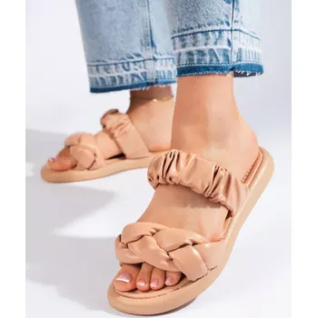 Dámské žabky Trendy nazouváky dámské hnědé bez podpatku 37