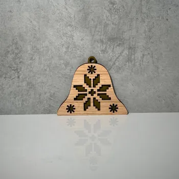 Vánoční ozdoba Wooden Mooden Dřevěné vánoční ozdoby Folklor (hnědý podklad) Tvar: zvoneček