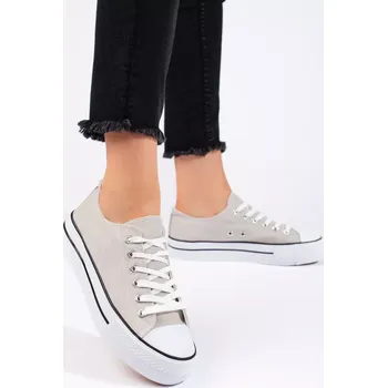 Dámské tenisky Exkluzívní tenisky šedo-stříbrné dámské bez podpatku 38