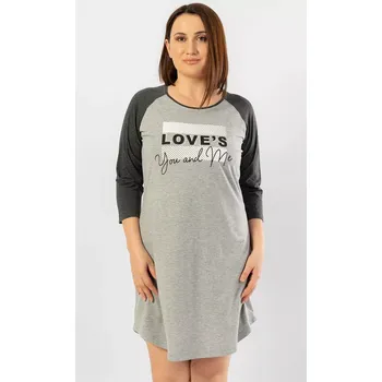Dámská noční košile s tříčtvrtečním rukávem You and me šedá 2XL