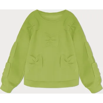 Dámská mikina Teplá dámská mikina v limetkové barvě s mašlemi (23999) odstíny zelené uni velikost