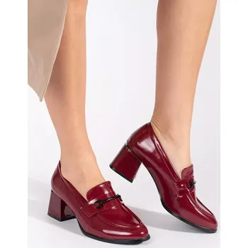 Dámské polobotky Módní dámské vínový polobotky na širokém podpatku 39