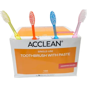 Zubní kartáček Henry Schein jednorázový napuštěný zubní pastou 100 ks
