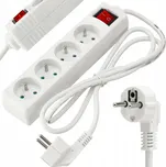 BERGE Prodlužovací kabel 1,5 m s uzemněním, 4 zásuvky - bílý 3*1,0 mm2 3000 W