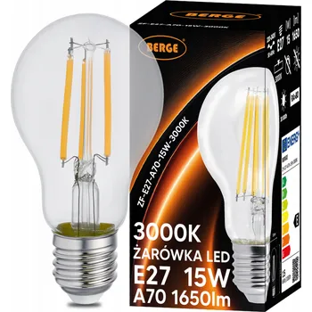 Osvětlení BERGE LED žárovka s vláknem E27 - 15W - teplá bílá
