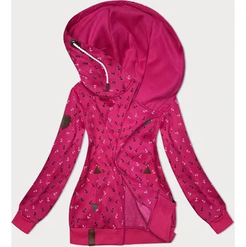 Dámská mikina Růžová hrubší mikina se šikmým zipem a se vzorem kotev (2308) odstíny růžové XXL (44)