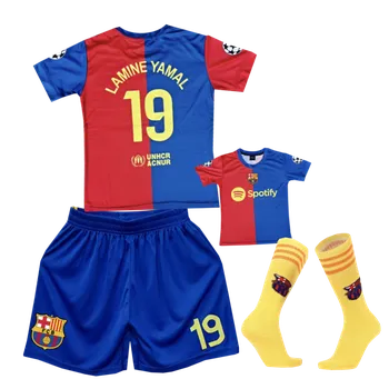 Fotbal Numberoplus Premium dětský fotbalový dres + fotbalové ponožky FC Barcelona KF2 - Lamine Yamal 19 Velikost: 6-let.(vel.110)
