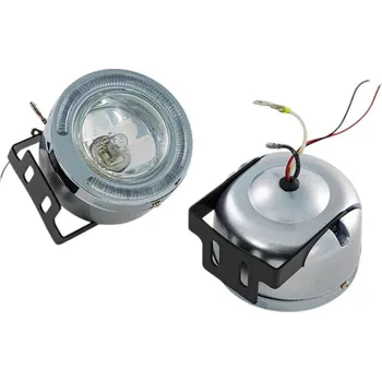Přídavný světlomet STTuning Halogenová přídavná lampa 12 V/35 W H3 s bílým LED kroužkem, homologace 2 ks
