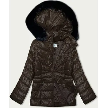 Hnědá dámská prošívaná zimní bunda (V776g) odstíny hnědé L (40)