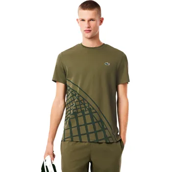 Pánské tričko Lacoste Ultra-Dry Back Print Tennis T-Shirt Olive XXL