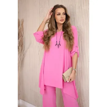 Sada halenky + kalhot s přívěskem světle růžová UNI