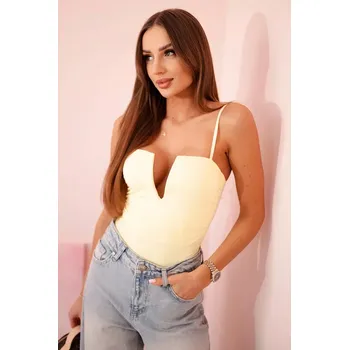 Body Dámská halenka s body bez ramínek, volánky a výstřihem do V žlutý UNI