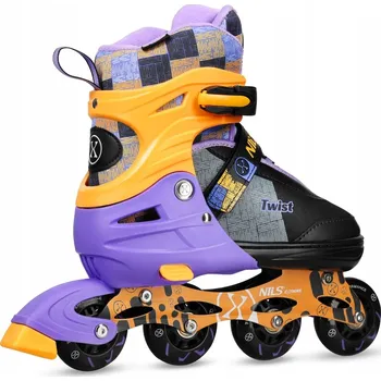 Kolečkové brusle Kolečkové Brusle žluté Nils Extreme S 31-34 nastavitelné, tři systémy zapínání