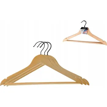 Věšák Sada dřevěných ramínek s příčkou PABLO 3 ks na oblečení a košile