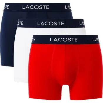 Pánské kraťasy Pánské trenky Lacoste Microfiber Trunks 3-Pack Navy Blue/White-Red XXL