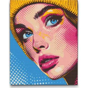 Diamantové malování Diamantové malování - Pop art - Žena v čepici Velikost: 30x40cm, Rámování: Pouze srolované plátno, Diamanty: Kulaté