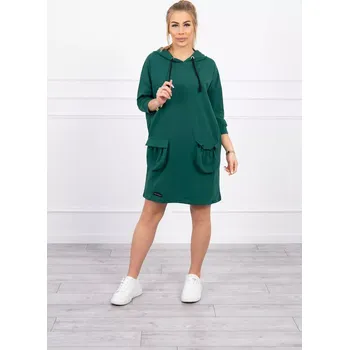 Dámské šaty Šaty s kapucí tmavě zelené UNI