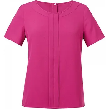 Dámská košile Brook Taverner Elegantní blůza Verona s předními záševky a krátkým rukávem Barva: růžová fuchsiová, Velikost: 58 BR803