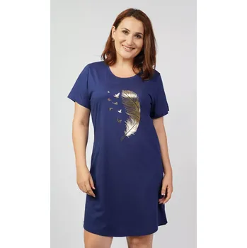 Dámská noční košile s krátkým rukávem Peříčko tmavě růžová 2XL