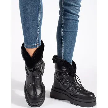 Dívčí sněhule Módní dámské černé sněhule platforma 41